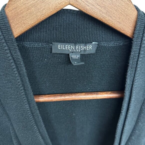Eileen Fisher Petite Black Silk/Cotton Open Cardigan Sweater Womens Size PP - Picture 4 of 4